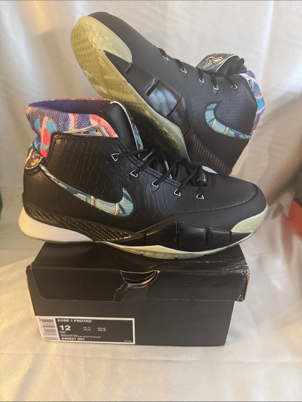 New! Nike Zoom Kobe 1 'Prelude', featuring a unique patterned collar and Swoosh.